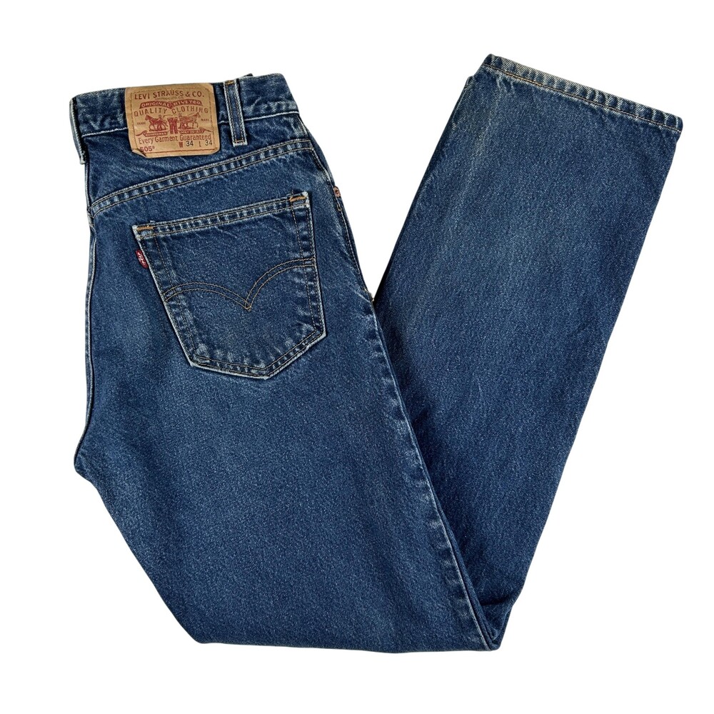 Vintage Levis 505 Jeans Mens 32x31 Blue Denim Straight Leg Zip Fly Regular Fit